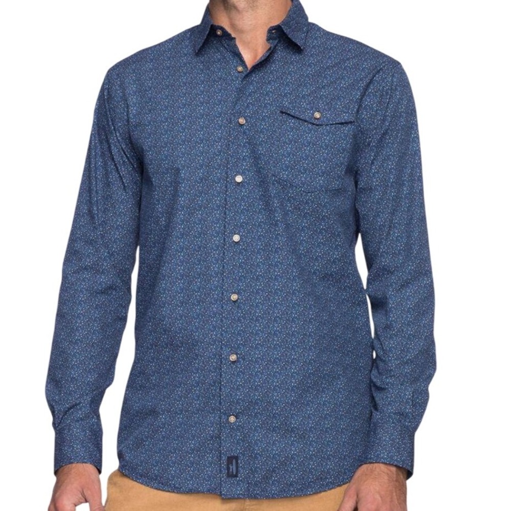 johnnie-O Hangin'‎ Out Mens Shirt L Blue Bayles Long Sleeve Preppy Nerdy Urban